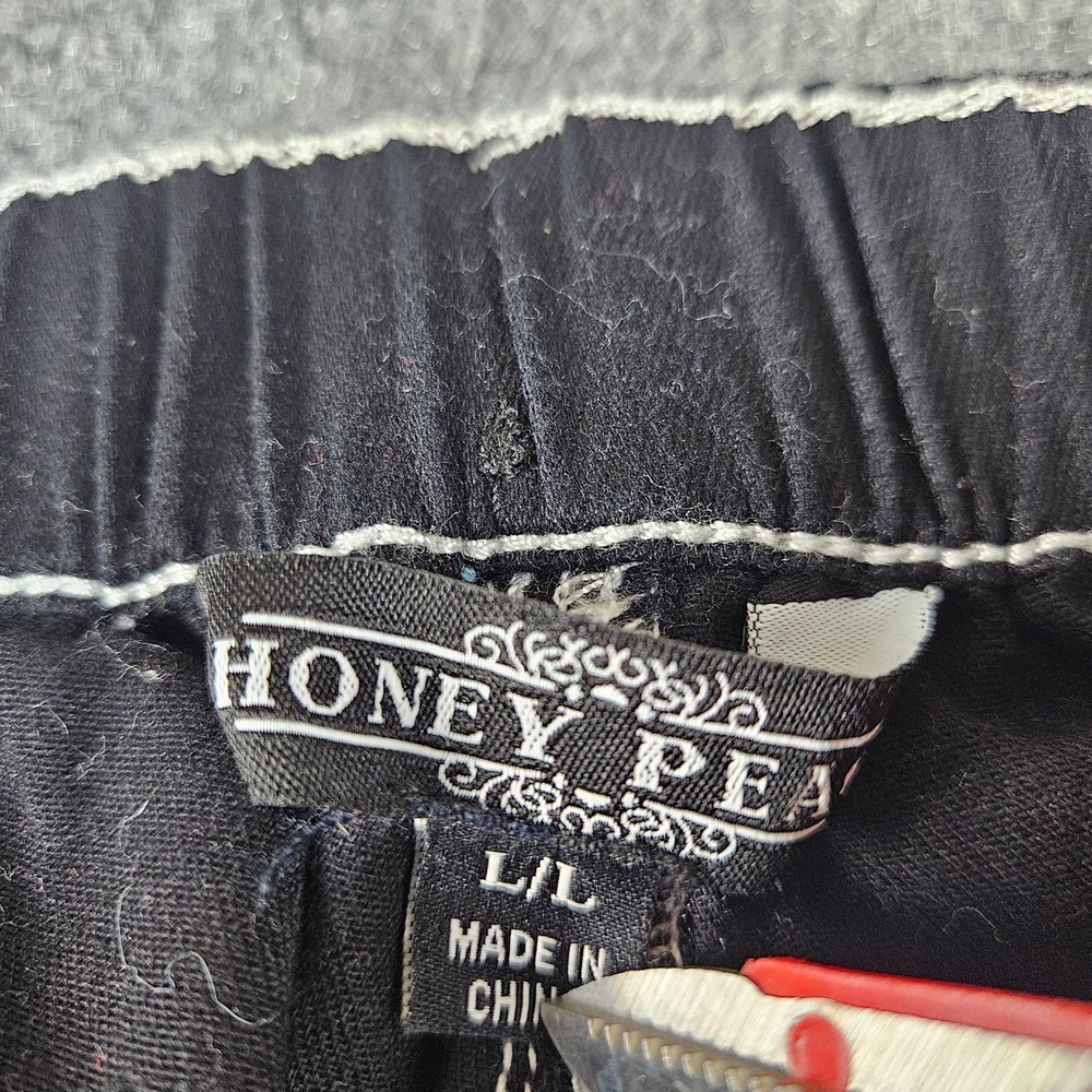 Honey Peach Black Contrast Stitch Cargo Pants Wide Leg High Rise Large - Picture 8 of 11